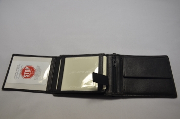 Scheintasche “Lemondo” schwarz/grau Querformat mit "Cryptalloy" RFID Ausleseschutz