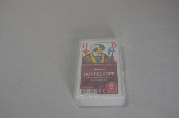 Senioren-Doppelkopfkartenspiel mit Prägung | Rückseite grüne Ornamentverzierungen