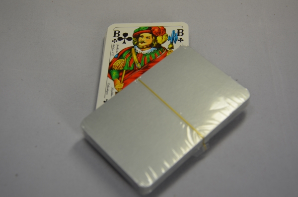 Skatkartenspiel mit Prägung | neutrale Rückseite silber